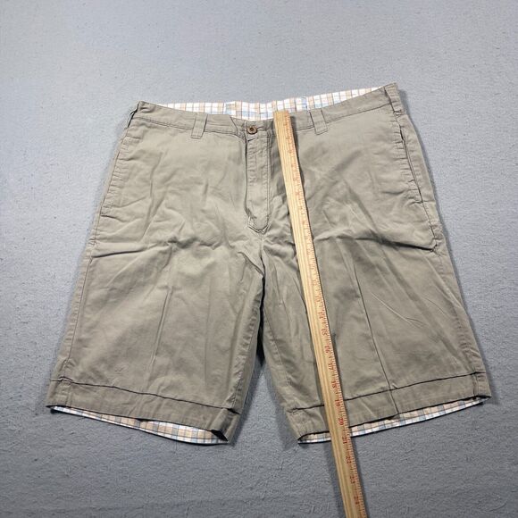 Oldeβ School Brand Shorts Mens Size 36 Beige / Plaid Solid Chino REVERSIBLE - Picture 2 of 12